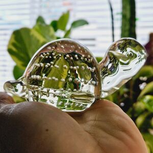 Vtg Murano Art Glass Turtle Paperweight Controlled Bubbles Hand Blown Bullicante